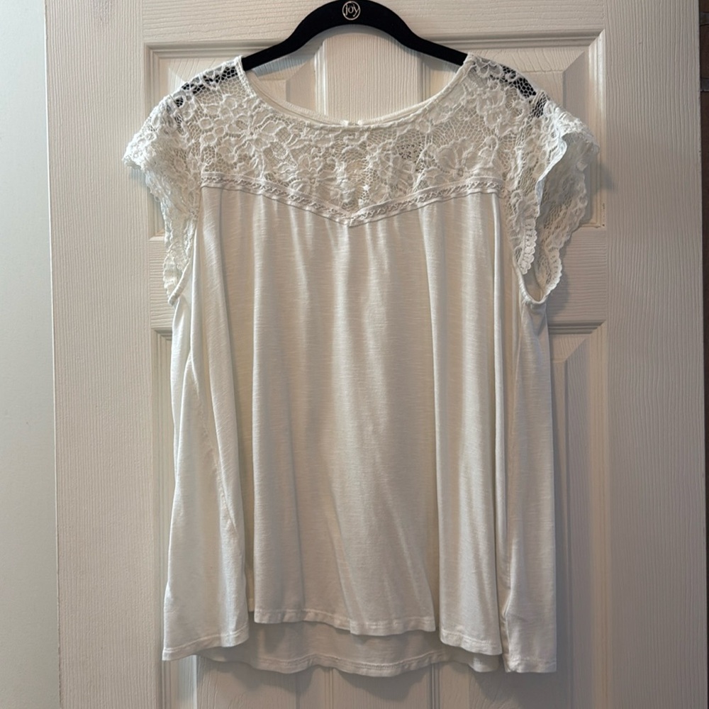 Torrid Super Soft Crew Neck Lace Insert Top Size 1